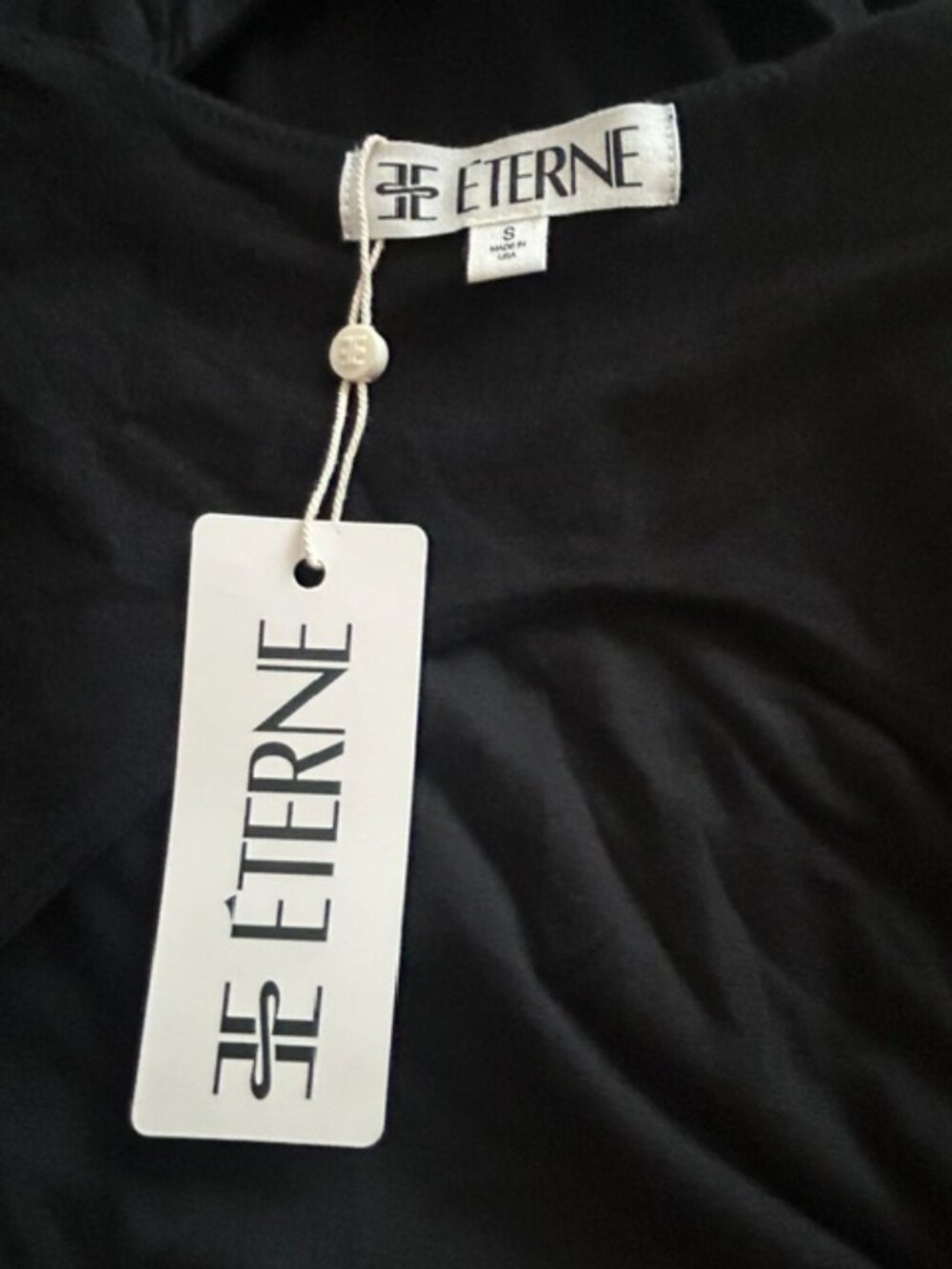 ÉTERNE Black Open Back Long Sleeve Mini Dress Size S NWT - Picture 4 of 5
